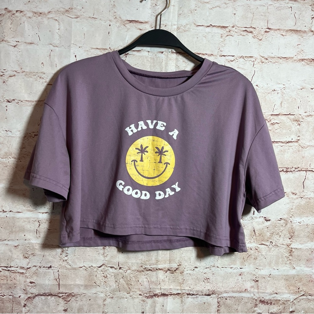 Have a nice day Purple short sleeve cropped T-shirt size small